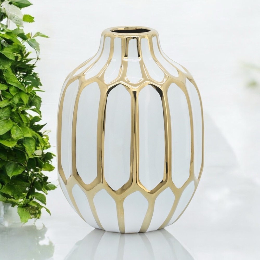 Elegant White and Gold Vase